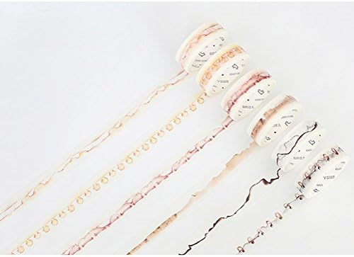 Vintage Frame Divide line Bullet Journal Planner Washi Tape Set of 6 Rolls - Planner Decorative DIY Japanese Masking Adhesive Sticky Paper Washi Tape Set （Width: 15mm