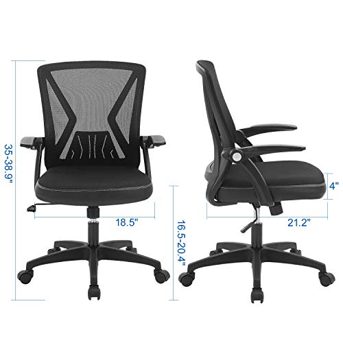 ZLHECTO Ergonomic Office Chair, Mid Back Desk Chairs with Flip Up