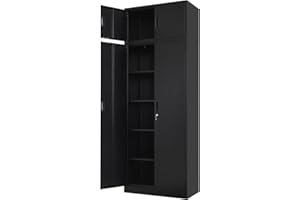 BESFUR Metal Storage Cabinet, 87-inch Tall Large Steel Storage Cabinet with Adjustable Shelves & Locking Doors, Office Cabinet for Home Office, Garage and Utility Room-Black