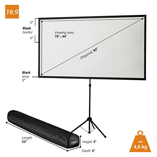 celexon 90" Tripod Projector Screen Ultra Lightweight, 16:9 format, 11 lbs weight, Projector Screen Size: 78â€™â€™ x 44â€™â€™