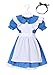 Fun Costumes Deluxe Toddler Alice in Wonderland Costume Alice in Wonderland Dress for Girls - Blue - 4T
