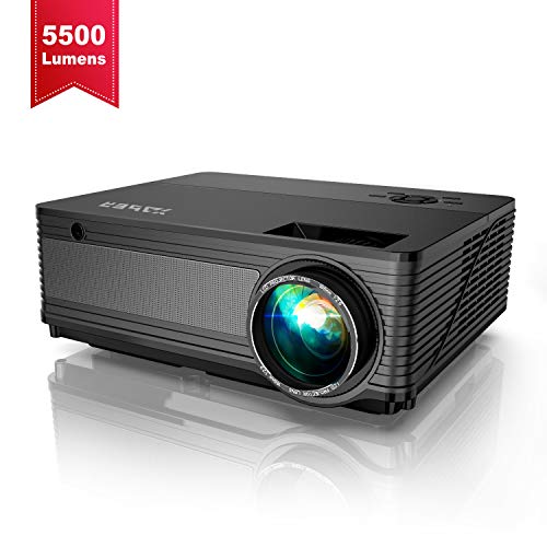 Projector, YABER Native 1080P LED Projector 5500 Lux Full HD Video Projector (1920 x 1080) Support 4k and Zoom, Home & Outdoor Projector Compatible with TV Stick,HDMI,VGA,USB, iPhone,Android,PC,Xbox