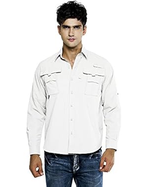 Men's Quick Dry Sun UV Protection Long Sleeve Shirt for Hiking Camping Fishing