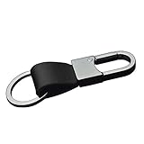 ChuangYi Gift Clip on Belt Loops Pants Buckle leather Polished Sliver Keyring Keychain Car Key Chain Ring Key Black