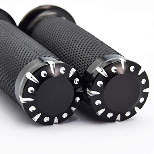 Lalaparts Pair 1" Black CNC Hand Grips Handlebar Compatible for Harley Touring Sportster Dyna Softail VRSC XL XR
