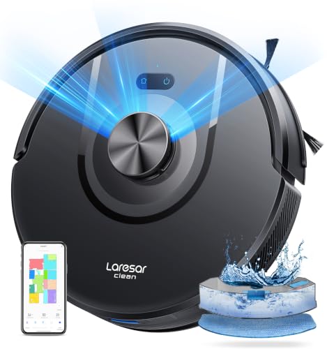 Laresar Clean Robot Vacuum Cleaner, 10000Pa Robot Vacuum Cleaner, LiDAR Navigation, 200 Min Autonomy, Alexa/APP/WiFi Control, Ideal for Pet Hair, Carpets and Hard Floors
