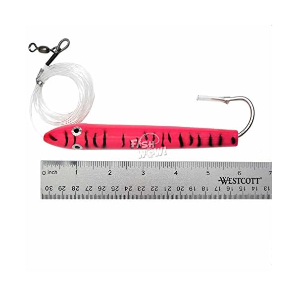 5pcs-Fish-WOW-6-Fishing-Cedar-Plugs-Rigged-Tuna-Mahi-Trolling-Wood-Lure-Natural-Zucchini-Pink-BlueWhite-RedWhite