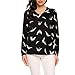 Zeagoo Women's Long Sleeve Printed Chiffon Shirt Blouse Tops,Black,Medium