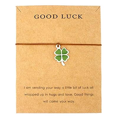 Lucky Four-Leaf Clover Fortune Shamrock Horseshoe Charms Bracelets Adjustable Handmade Jewelry