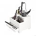 White Personal 3 Compartment Hair Dryer Organizer with Power Strip by Richards