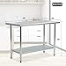 Kitchen Work Table Metal Stainless Steel Commercial Scratch Resistent And Antirust NSF Work Table With Adjustable Table Toot,24 X 60 Inches