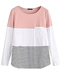 Romwe Women's Casual T-Shirt Long Sleeve Loose Top Cotton Tee