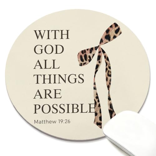 Leopard Bow Christian Round Mouse Pad