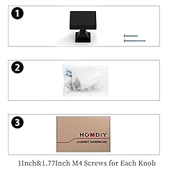 homdiy 25 Pack Black Square Cabinet Knobs Matte