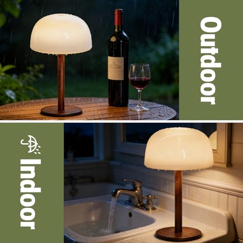 Tobeape 10000mAh Table Lamp Rechargeable, IP65 Waterproof Shower Lamp for Bathroom, Bedside Lamp with 3 Color Temps, Portable Cordless Touch Lamp Dimming for Bedroom Restaurant Patio Garden Outdoor