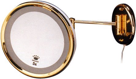 Gold 5X Lighted Wall Mirror