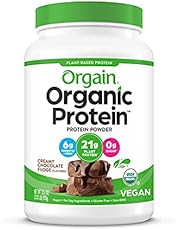 Orgain Organic Plant Based Protein Powder, Creamy Chocolate Fudge - Vegan, Low Net Carbs, Non Dairy, Gluten Free, No Sugar Added, Soy Free, Kosher, Non-GMO, 2.03 Lb (Packaging May Vary)