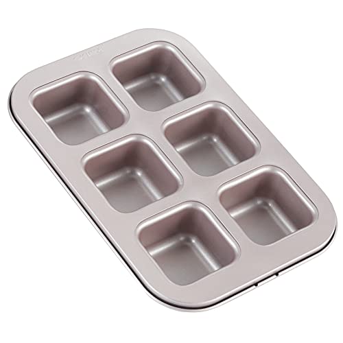 CHEFMADE Brownie Cake Pan, 6Cavity NonStick Square Muffin Pan Blondie