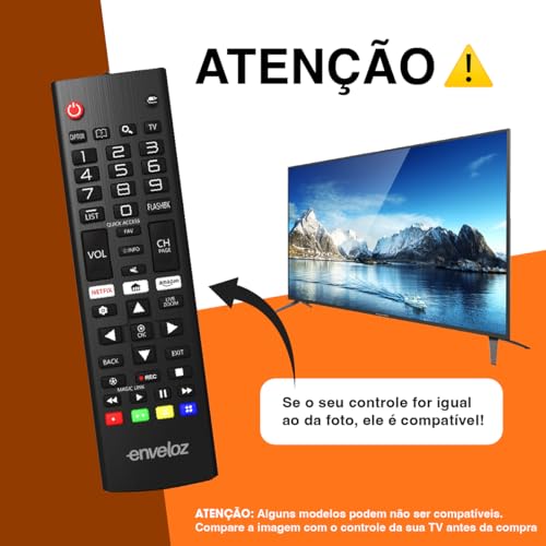 Kit 2 Controle Remoto Para Tv LG Smart 4K LED LCD UHD HD OLED 3D Com Pilhas Netflix Universal AKB73975709 AKB75095308 AKB73715601 AKB74475490 AKB74915324 8035 7045 Pronto Uso Revenda Marca Enveloz
