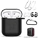 amasing AirPods Case 7 in 1 for Airpods 1&2 Accessories Kits Protective Silicone Cover for Airpod Gen1 2 (Front Led Visible) with 2 Ear Hook /2 Staps/1 Clips Tips Grips/1 Zipper Box Black