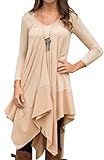 Ibagstyle Womens Asymmetrical Big Hem Causal Long Sleeve Tunic T-shirt Dress