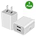USB Wall Charger 5V/2.1A [2-Pack] Dual USB Home Travel Plug Charger Power Adapter For iPhone 8/8 plug, 7/7 plus, 6s/6s plus, Samsung Galaxy S7 S6, Huawei, HTC, LG, Table, Motorola And More (White)