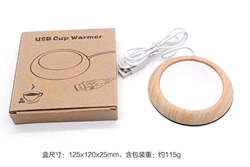 UNIKbrush USB Coffee Mug Warmer Coaster Electric Heat Mug Milk Tea Beverage Heating Plate wood for Office Home christmas gift (BLACK)