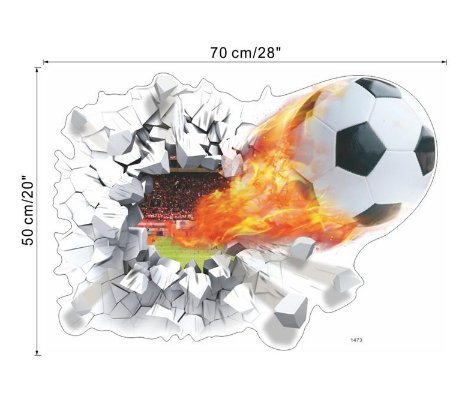 Homespun 3D Football Wall Stickers 50 x 70 Cm Sports Kids Room Football Fans Living Room Bedroom PVC Home Decor