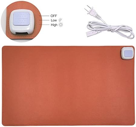Tmarton 1 PC Brown Leather Hand Warmer Heated Foot Warming Mat Cushion Home Office Desk Pad Mouse Pad
