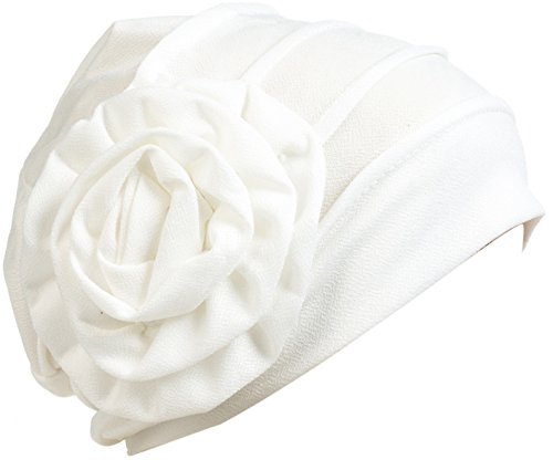 DancMolly Muslim Chemo Turban Ruffle Mesh Headband Beanie Cap Scarf For Cancer Patient (White) - Thumbnail 4