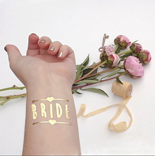 Bachelorette Bride Party Temporary Tattoos Hen Bridal Shower Party Supplies Gold and Silver Metallic Foil - Bride's Gang Edition 24 Pack