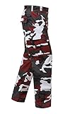 Camouflage Military BDU Pants, Army Cargo Fatigues (Red Camouflage, Size X-Large)