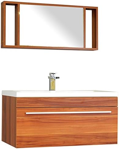 Alya Bath AT-8090-C-S Ripley Collection Single Wall Mount Modern Bathroom Vanity Set, Cherry, 36"