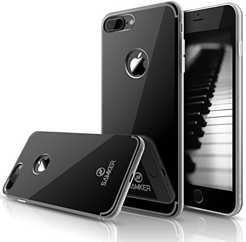 iPhone 7 Plus Case,SAMKER [Jet Black] [Slim Fit] [New Hybrid] [Aluminum Alloy + Soft TPU] Heat Dissipation Shock-Absorption Protective Case with Strap Hole [Anti-drop] for iPhone 7 Plus - 5.5 Inch