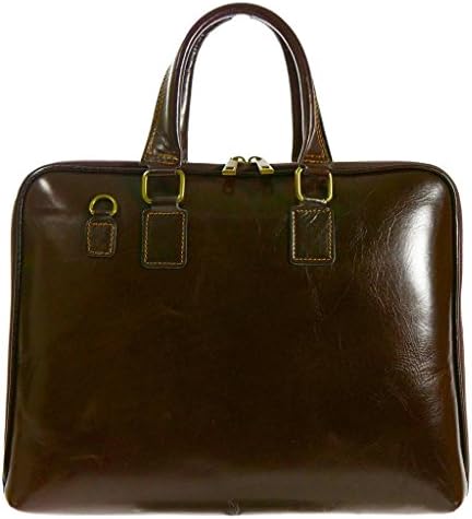 Leather Laptopbag / Laptop Briefcase Unisex, Carelli Italia NAPELS Brown