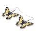 Bonsny Drop Dangle Floral Butterfly Earrings Fashion Insect Jewelry For Women Gift (Yellow)