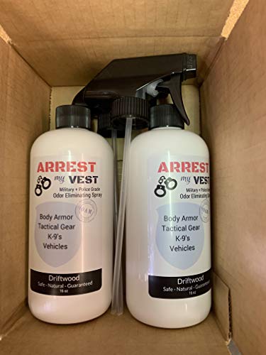 Arrest My Vest Military and Police Grade Odor Eliminating Spray for Body Armor Odor, Tactical Gear. Safe on K9's. Safe on All Ballistic Vests and Fabrics - New Driftwood Fragrance - 2 16 oz Bottles - Thumbnail 2