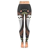 InterestPrint Custom Sloth Hanging On The Tree Stretchy Capri Leggings Skinny Pants for Yoga Running Pilates Gym (2XS-5XL)