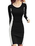 Allegra K Women's Round Neck Color Block Slim Fit Mini Sheath Dress