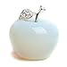 ruhong 1.68 Inches Natural Healing Crystal Stone Craft Collection Opal Apple Carved Figurine Statue Alloy Leaf Home Ornament Holiday Wedding Decoration