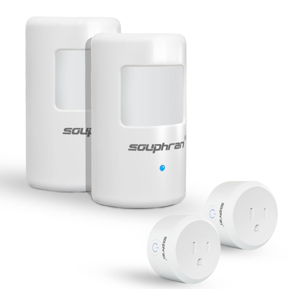 Photo 1 of Souphran Plug-in Wireless Motion Activated Light Control, No Wiring, Adjustable Detection Range, Always-on Timer and Light Sensor, Motion Detector and Plug Set, 2 Pack