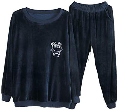 Women's Sleepwear Marshmallow Fleece Pullover Top and Jogger Pajama Set