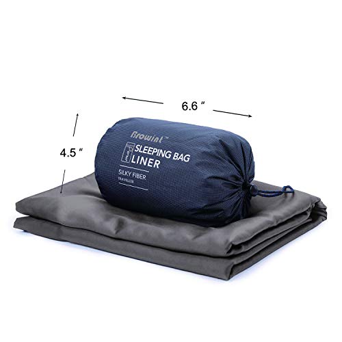 Browint Sleeping Bag Liner with All Around Two-Way Zipper, Travel Sheet with Pillow Pocket, 87"x41" Extra Wide Travel Sleep Sheet for Hotel, Lightweight, Super Soft Silky Fiber Camping Sheet, Multifun - Thumbnail 7