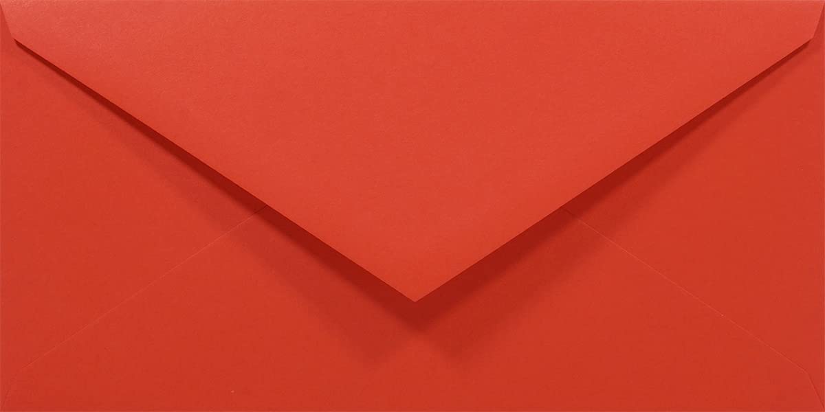 Netuno 50 red Coloured envelopes DL 110 x 220 mm 4.33 x 8.66 in 80gsm Rainbow Decorative Envelope Colourful Long envelopes for Letters Flyers Business Cards Birthdays Weddings