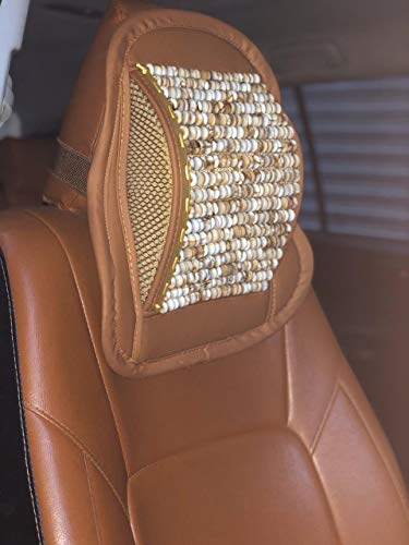 OnWheel FurnishMyAuto Universal Bead Seat Mesh Bamboo Soft Neck Rest for Car, Bus, Truck, Home, Office (Brown)