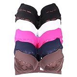 Ilys Lace Accent Multi Color D and DD Cup Bra 6 Pack