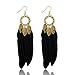 Pandahall 1 Pair Fashion Feather Earrings with Brass Earring Hooks