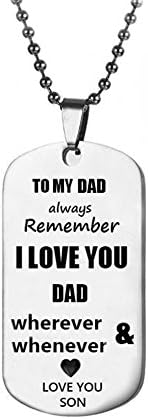 To My Mum or Dad Gifts Always Remember To My Dad and Mum Dog Tag From Dad Mens Women Necklace Military Chain Air Force Pendant Keychain Mother's Day and Father's Day Best Souvenirs (SON TO DAD)