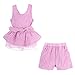 LittleSpring Little Girls' Clothing Set Plaid,3-4T/Height 38-42 inch,Purple(110)