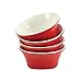 Rachael Ray Dinnerware Round & Square 4-Piece Stoneware Fruit Bowl Set, Red, 10-Ounce